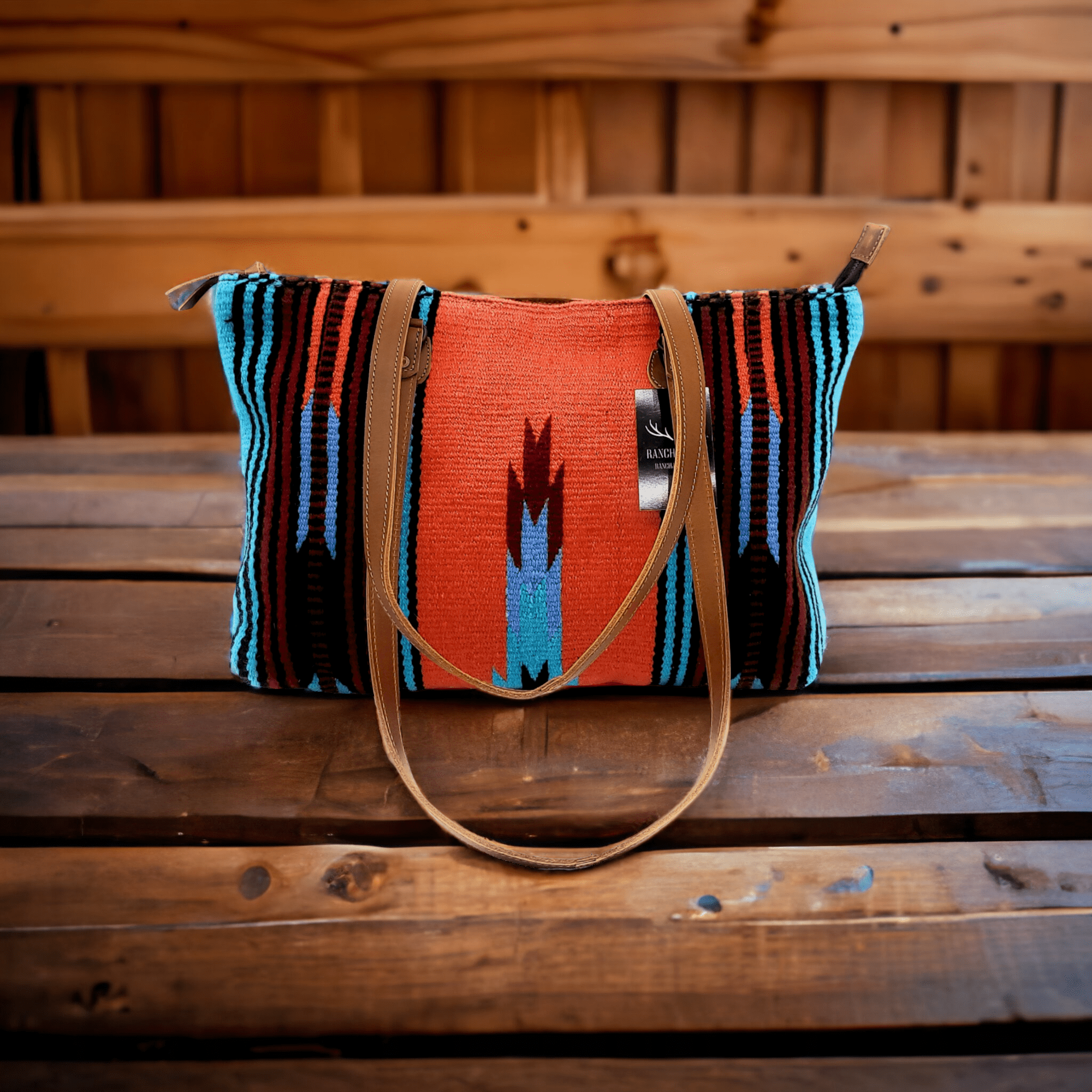 Bundle Deal - The Sedona Southwestern Leather Aztec Weekender Duffel Bag+ Large Western Tote Bag - Ranch Junkie Mercantile LLC